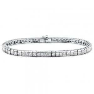 Invisible Set Princess Cut Halo Diamond Bracelet in White Gold  New York  Jewelers Chicago